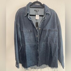 Fashion Nova Dark Blue Denim Jacket and Short Set